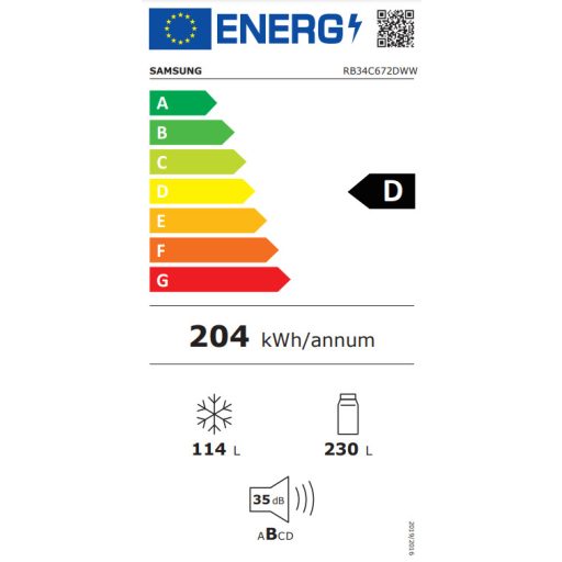 SAMSUNG RB34C672DWW/EF hűtőszekrény
